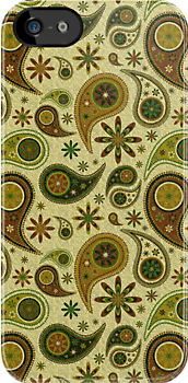 Pastel Brown ANd Beige Tones Retro Paisley Pattern iPhone Kılıf-Kapak 800