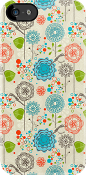 Pastel Tones Retro Floral Pattern iPhone Kılıf-Kapak 801