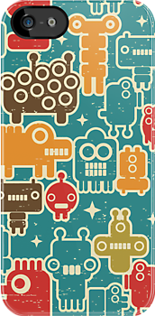 Robots on blue iPhone Kılıf-Kapak  983