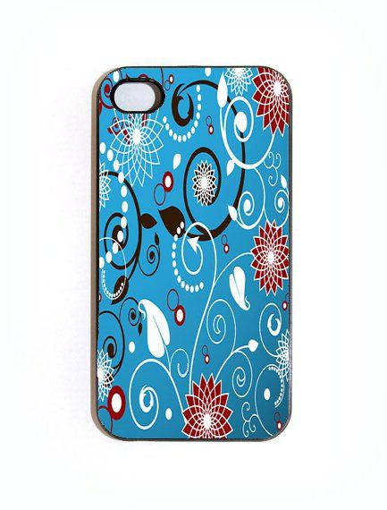 Blue White and Red Swirly  iPhone Case Cover     024