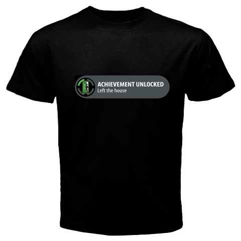 Achievement Unlocked Video Game Black Tshirt #01