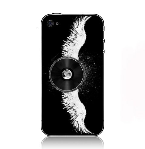 Wings Record Vinyl Black Background Girl Dj iPhone Kılıf-Kapak  932