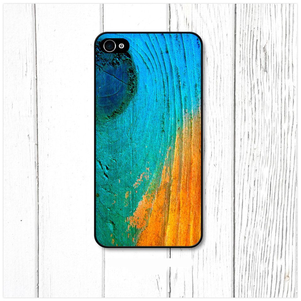 Wood Texture with Orange & Teal   iPhone Case Cover    128