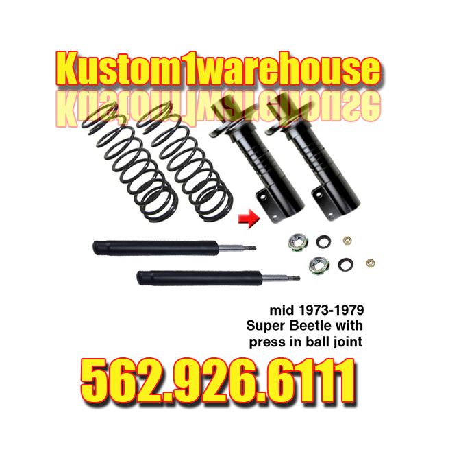 VW Volkswagen Super Beetle struts dropped lowering kit 1"to 4" springs