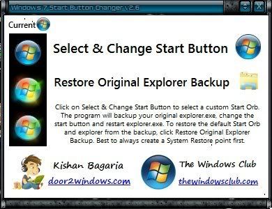 Windows7StartButtonChangerv2.6, aplikasi