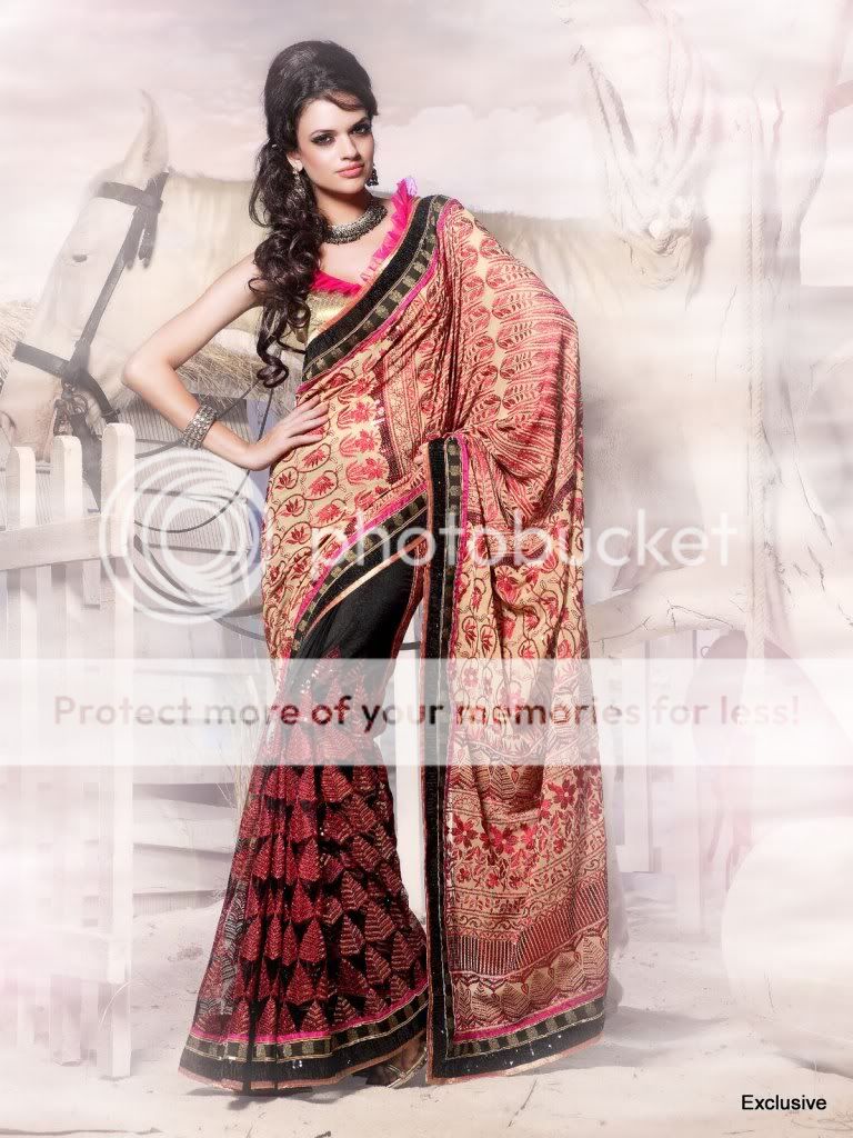 Exclusive Fancy Indian Designer Bollywood Sari Dress Embroidery 