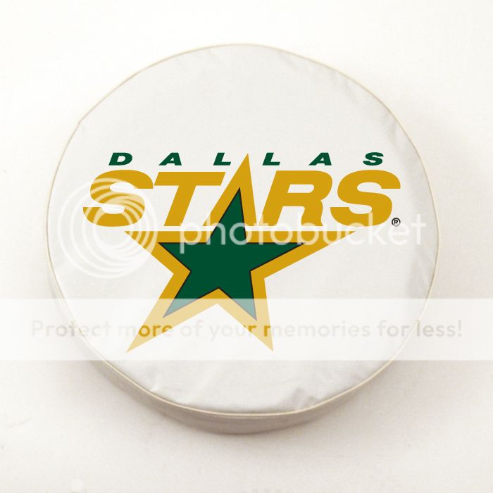 Dallas Stars NHL White Vinyl Spare Tire Cover Select Exact Fit Size
